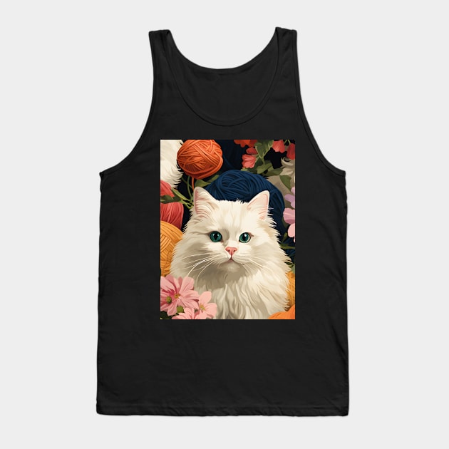 Cats and Crochet Pattern - Whimsical Feline Art Tank Top by KittyStampedeCo